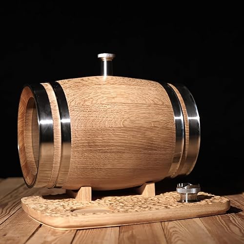 Barril de roble envejecido de 3 litros con soporte y embudo Barril de madera para whisky Barriles de roble carbonizado para criar whisky, bourbon,