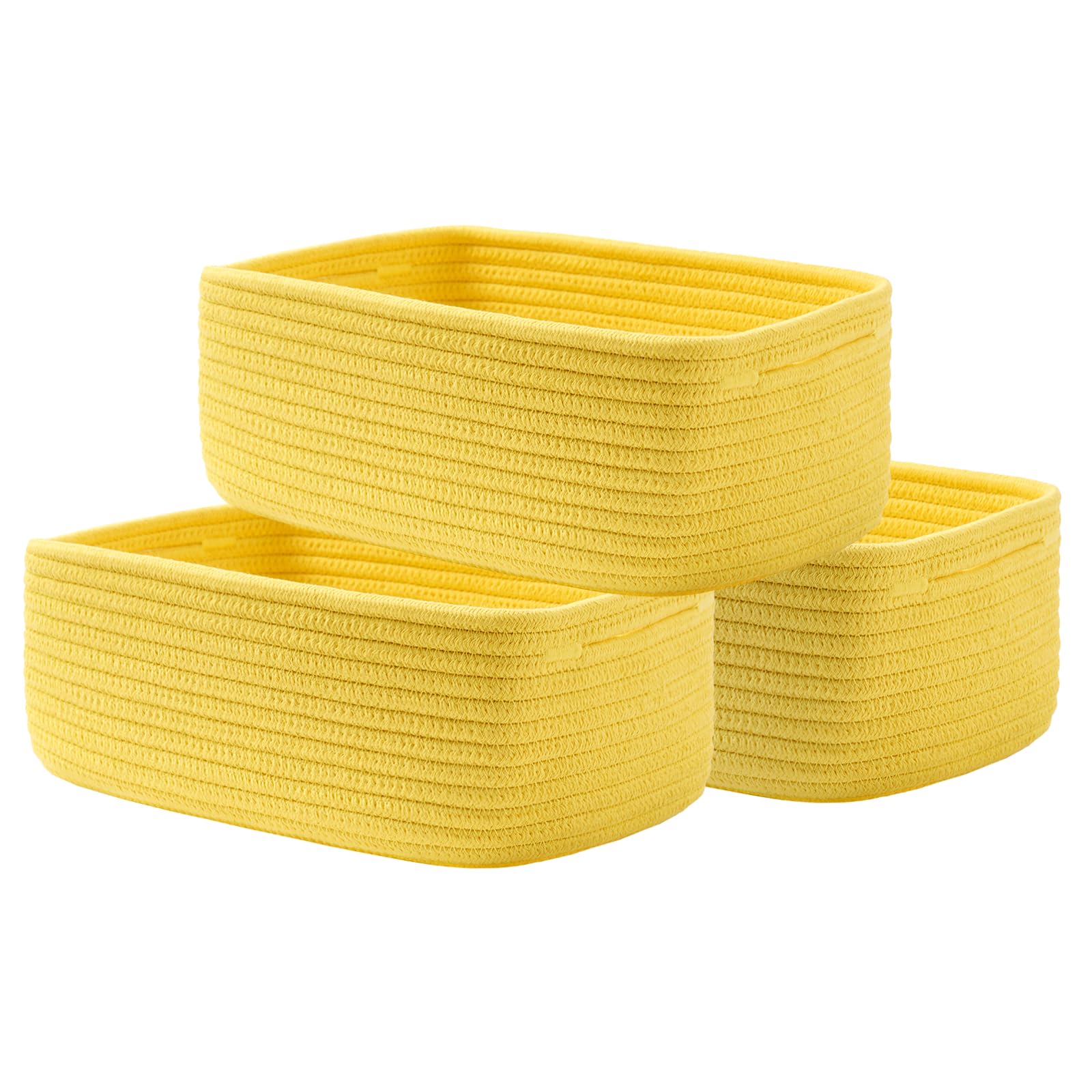 Small Woven Basket, 12 x 8 x 4.5 Inches, Storage Basket for Organizing, Cute Small Rope Shelf Closet Cube Storage Bins Baskets for Shelves, Dog Toy