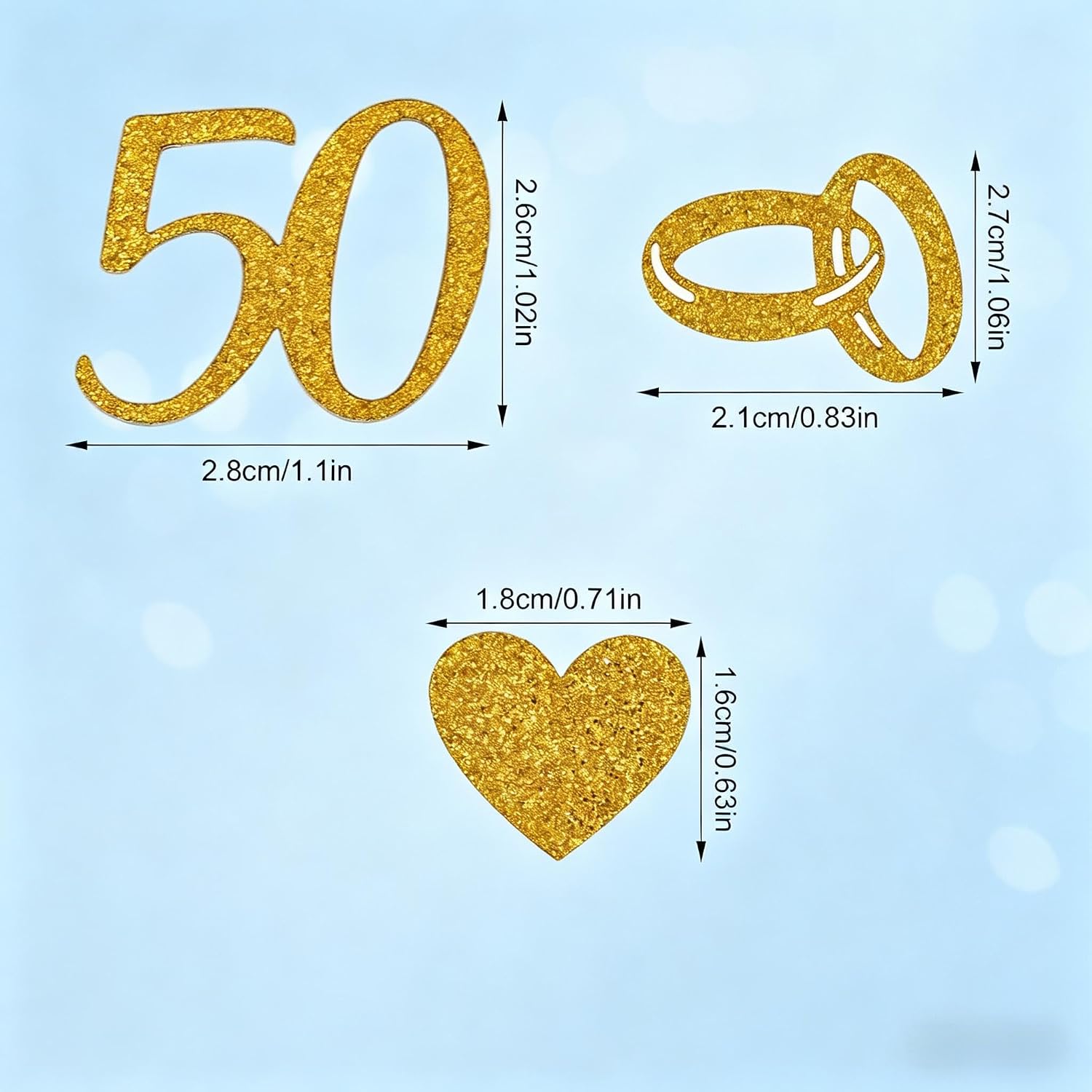 400PCS 50th Wedding Anniversary Confetti, Gold Glitter Paper Confetti | 50 Golden Gift Decorations Wedding Table Scatter for 50th Birthday Wedding Anniversary Party Supplies