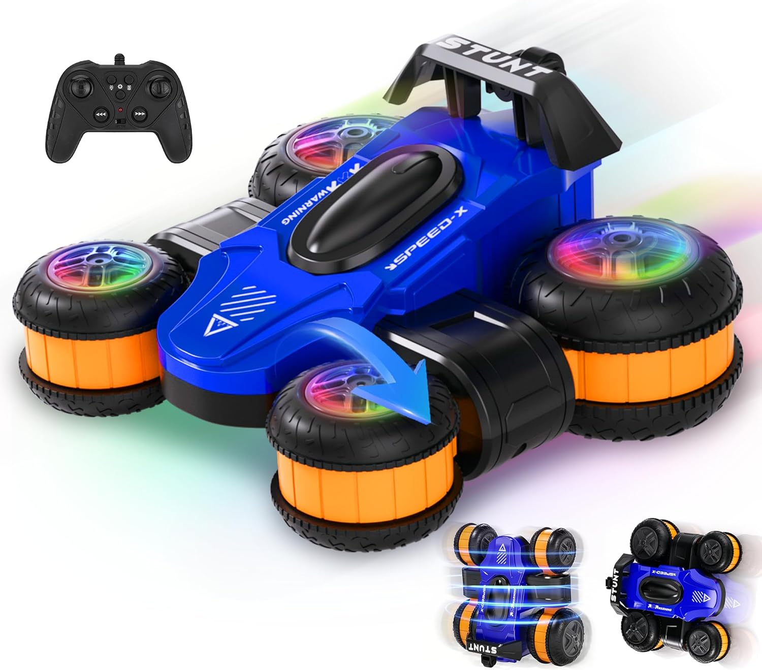 High Speed Remote Control Drift Car for Kids, 360 Degree Rotating Deformation Stunt RC Cars for Boys and Girls Ages 3-16, 4WD Drift RC Stunt Car with Light for Christmas, Birthday, Party Gifts (Blue)