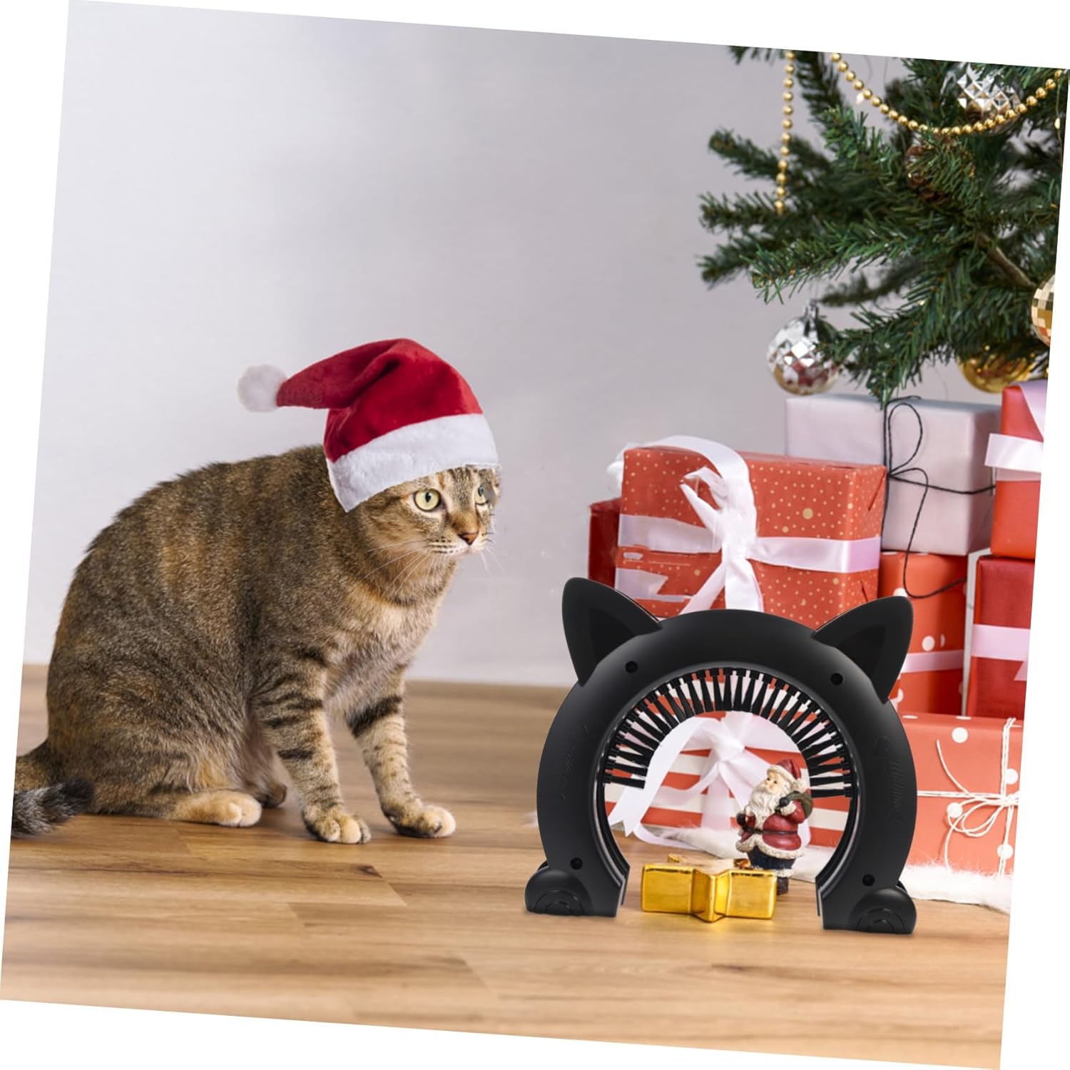 Interior Pet Door with Brush Grooming Design Sturdy Abs Plastic Cat and Dog Door for Indoor Use Pet Access Gate for Easy Entry and Exit Black