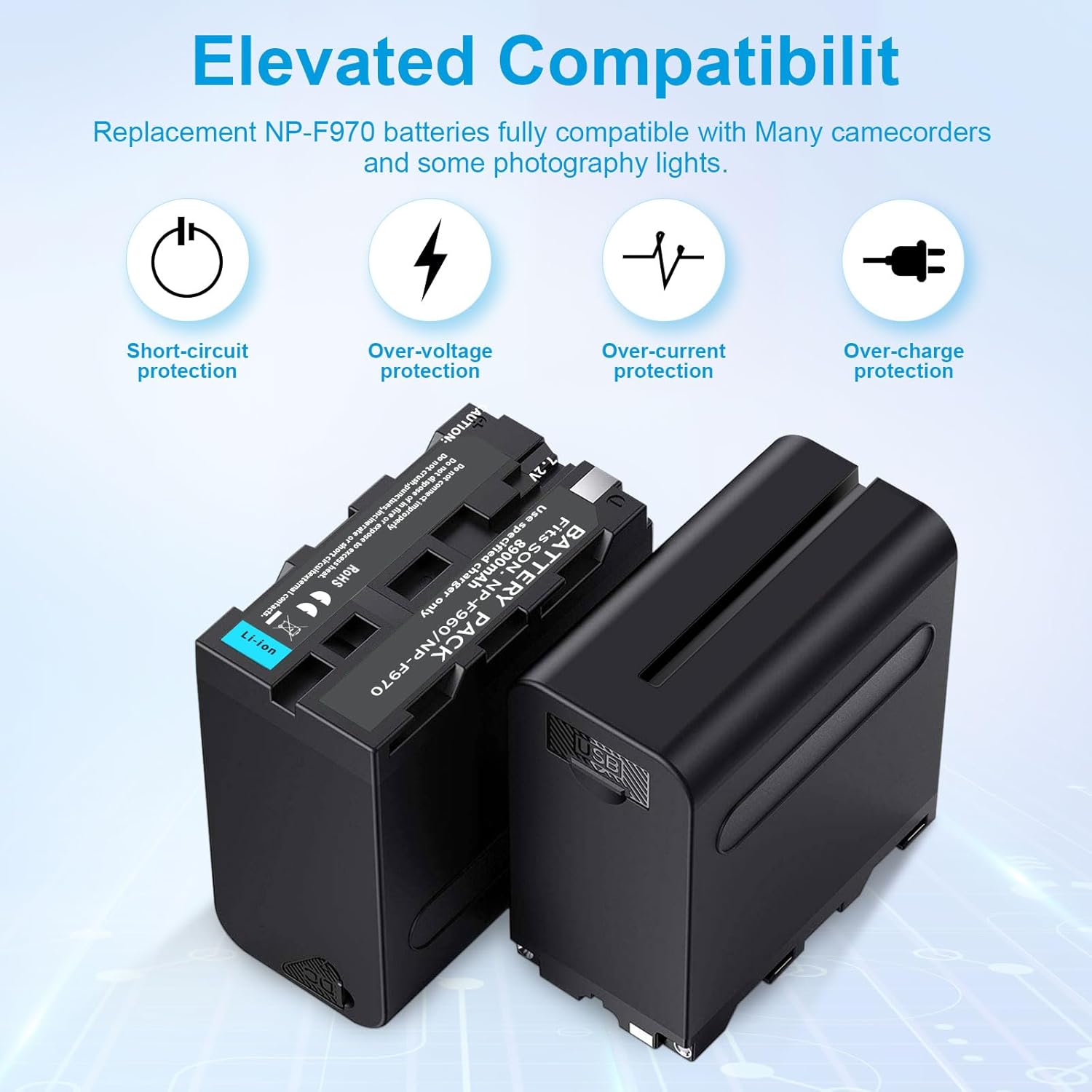 4&6 Pack NP-F970 Batteries 8900mAh and 4/6-Channel Charger Compatible with NP F970, F960, F950, F930, F770, F750, F570, F550, F530, F330 and Handycams, Field Monitor, Video Light (4 Channel&4 battery)