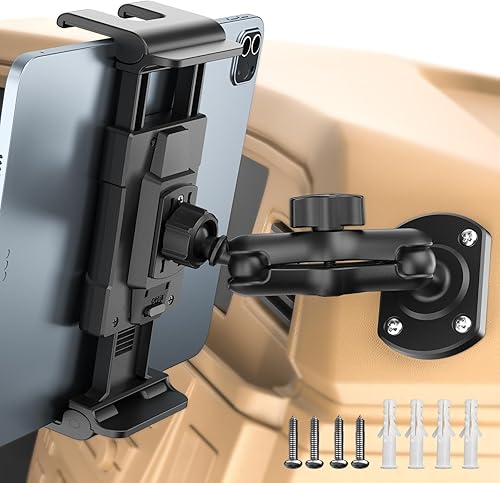 OHLPRO Soporte para tablet para tablero de automóvil y camión, soporte resistente para iPad con base de taladro, brazo giratorio de 360°, compatible
