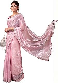 Ambararambh Lavender Gold Crush Silk Saree with Thread Sequence Work and Cutting Border