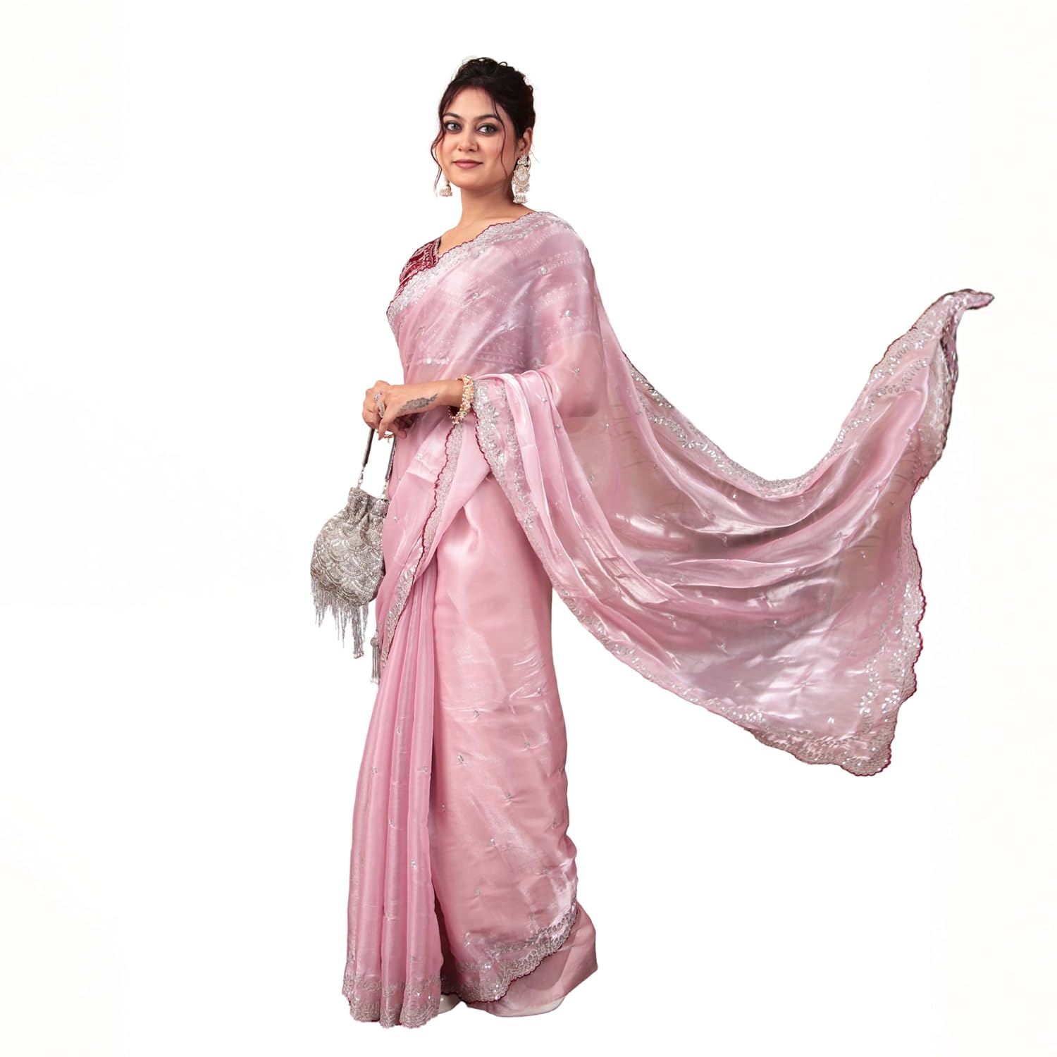 Ambararambh Lavender Gold Crush Silk Saree with Thread Sequence Work and Cutting Border - Review, Price and Buying Guide