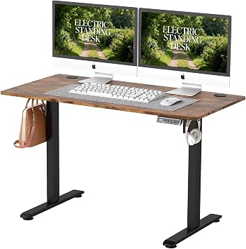 Levede Electric Standing Desk 120x60cm Height Adjustable, Sit Stand Desk with 4 Memory Smart Panel & Splice Board for Home Office Rustic Brown