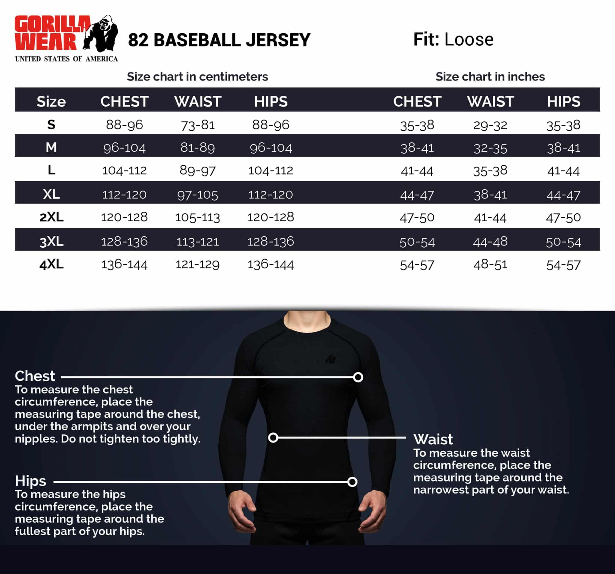 Gorilla Wear 82 Baseball Jersey - Black