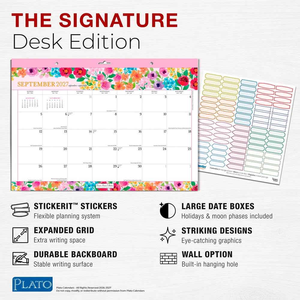 Bonnie Marcus OFFICIAL | 2027 15.5 x 11 Inch Monthly Desk Pad Calendar | Sticker Sheet | Plato | Fashion Designer Stationery image 5