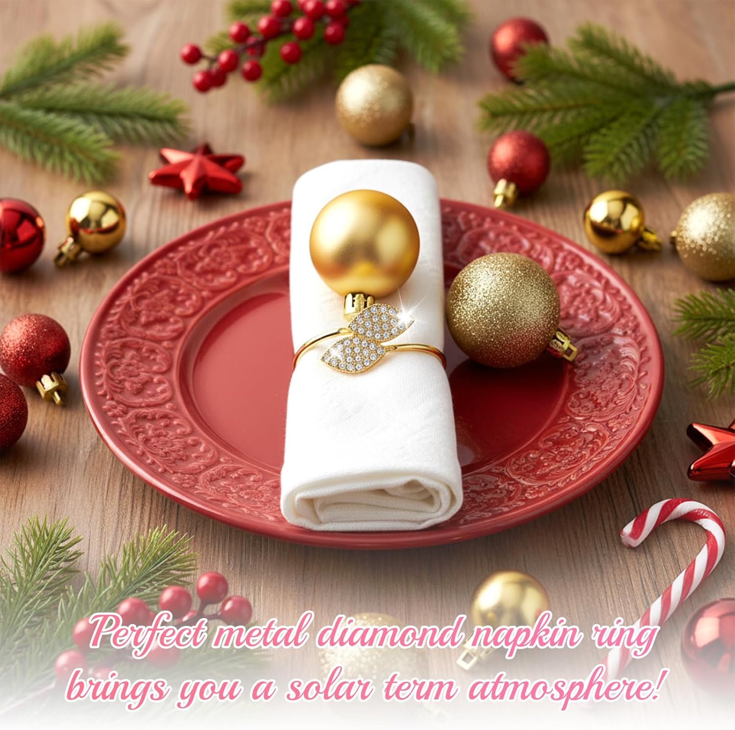 100 Pcs Napkin Rings Gold Table Decorations Durable Bling Leaf Shaped Napkins Rings Round Napkin Holders Buckles for Thanksgiving Day Christmas Dining Table Parties Everyday