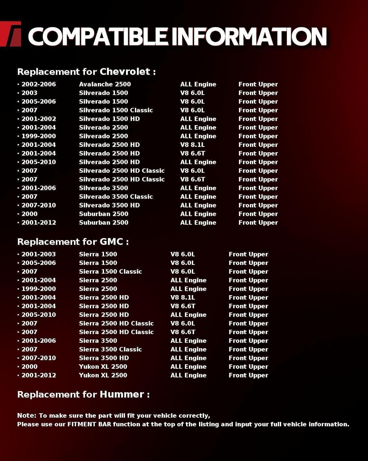 Torchbeam 4pcs Front Upper Control Arm with Ball Joint for Avalanche Suburban 2500, Silverado Sierra 1500 2500 3500, Yukon Xl 2500, Hummer H2, Replace For K620054 K6693
