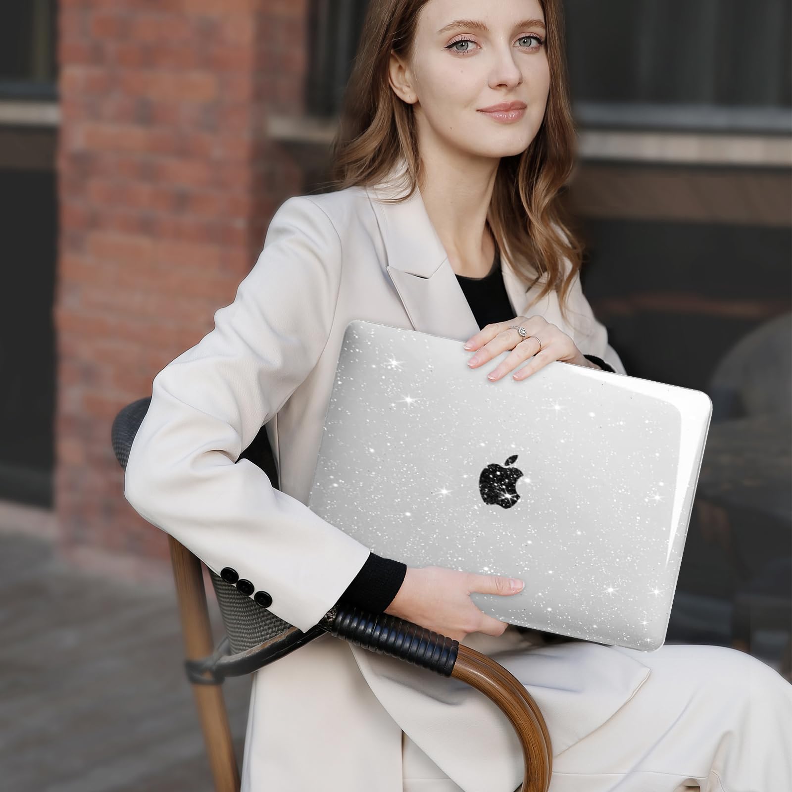 MOSISO Coque Compatible avec MacBook Air 13 Pouces 2021-2018 A2337 M1 A2179 A1932 Retina, Étincelant Briller Plastique Coque Rigide&Protection Clavier&Protecteur d'écran&Sac Rangement, Transparent