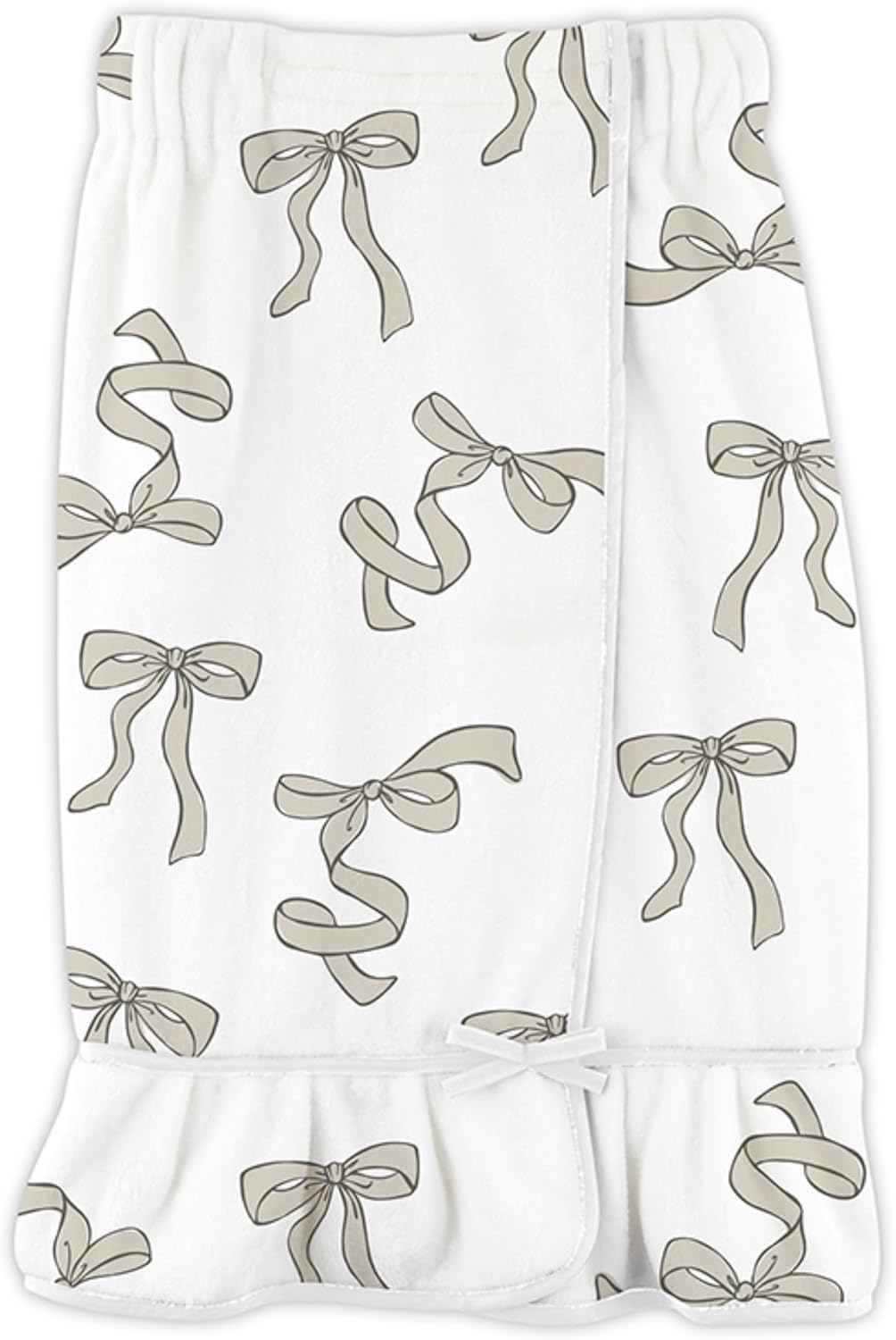 Ultra Soft Plush Luxury Spa Shower Bath Wrap with Adjustable Closure, One Size, Flax Bows