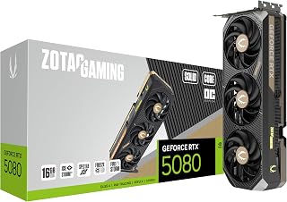 ZOTAC GeForce RTX 5080 Solid Core OC 16GB GDDR7 GPU - DLSS 4, IceStorm 3.0 Cooling, PCIe 5.0, 2640MHz Boost