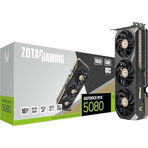 ZOTAC Gaming GeForce RTX 5080 Solid CORE OC DLSS 4 16GB GDDR7 256-bit 30 Gbps PCIE 5.0 Gaming Graphics Card, IceStorm 3.0 Advanced Cooling, Spectra RGB Lighting, ZT-B50800J2-10P