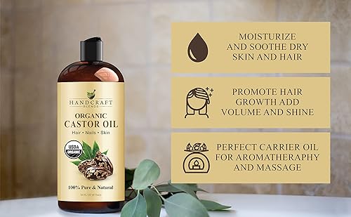 Miniatura 7 de Handcraft Blends Aceite de ricino de aceite de coco fraccionado – 100% puro y natural – Crecimiento del cabello, pestañas y cejas, aceite portador,