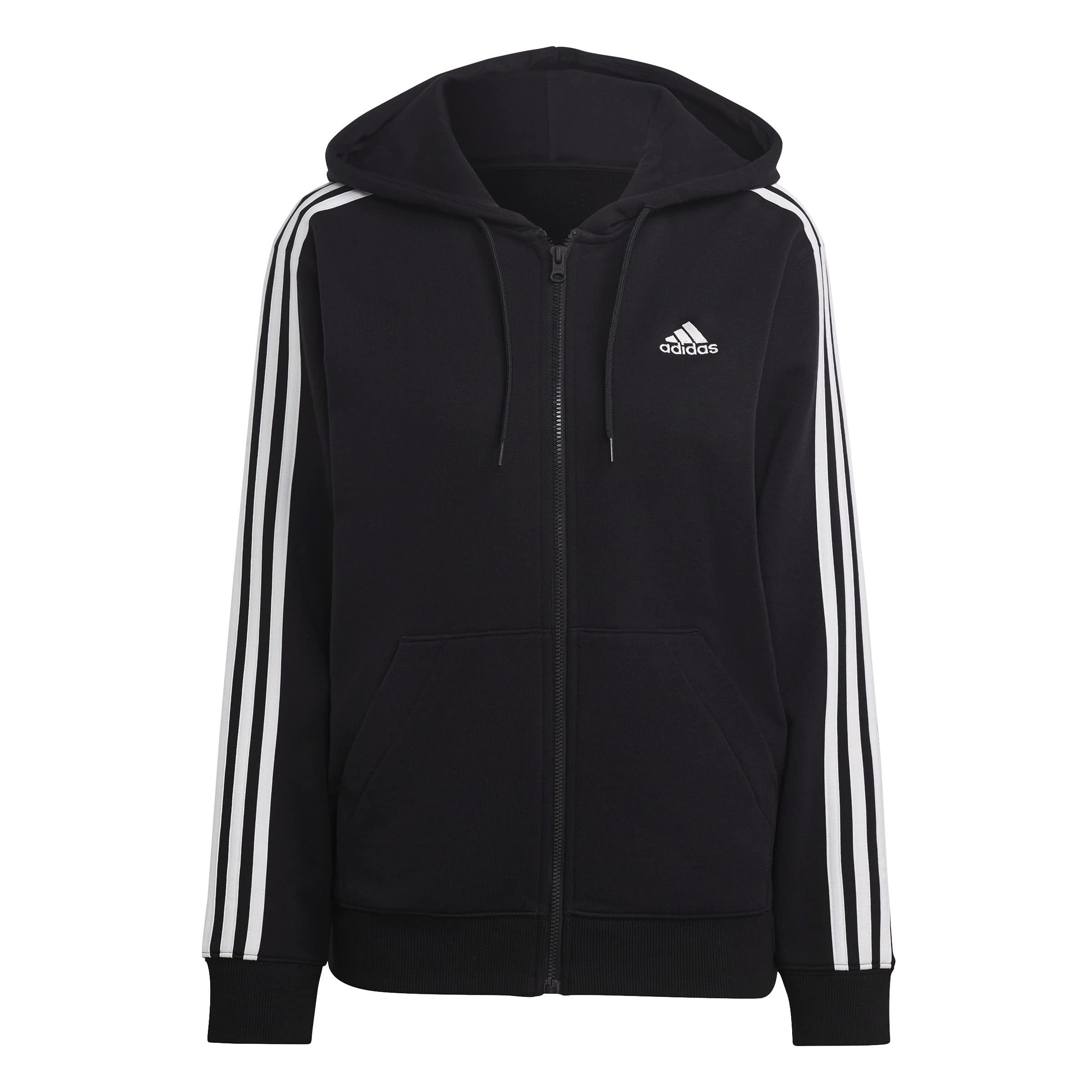 Adidas Essentials 3-Stripes French Terry Regular Full-Zip Hoodie Top con Cappuccio Donna