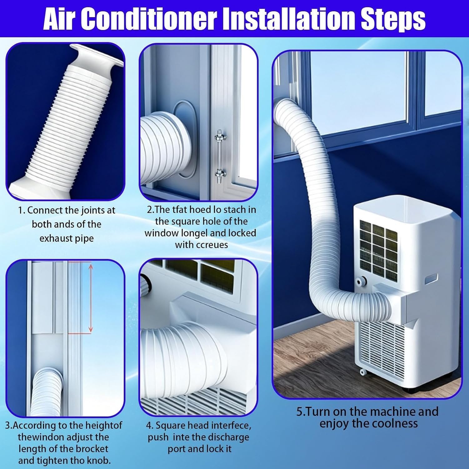 Aire Acondicionado Portátil 12000BTU Silencioso, Enfriador 3 en 1 Eficiente con Control Remoto, para Habitación Oficina Camping Uso Doméstico Sin Control por Vo