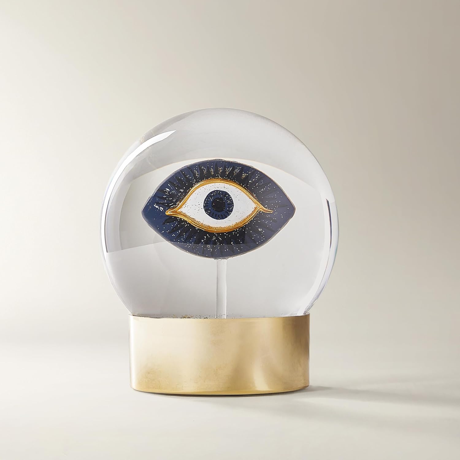 Z Gallerie Evil Eye Glitter Globe, Mystical Decorative Accent with Swirling Gold Glitter & Symbolic Protection Motif, LED Illuminated Display for Home & Office