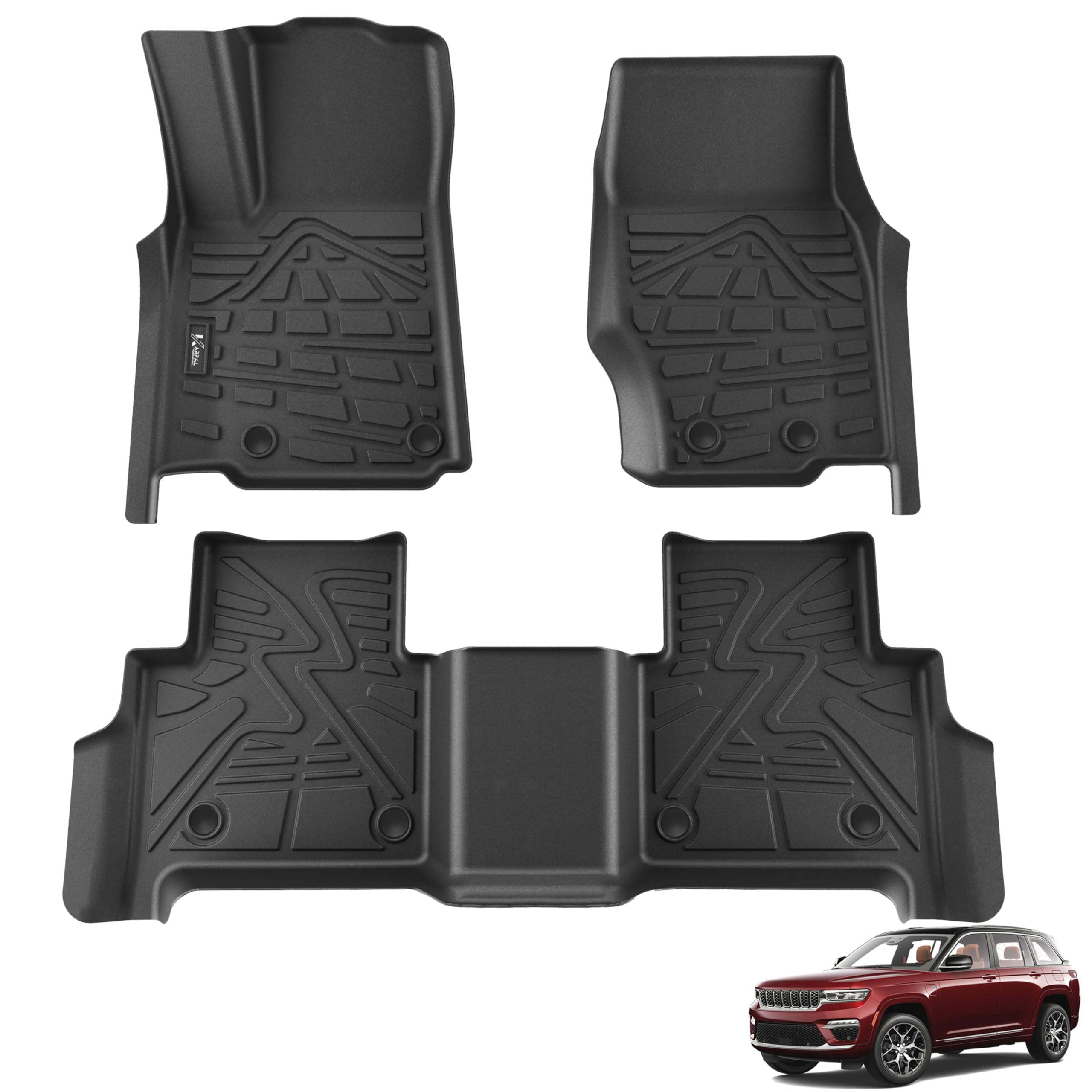 KARPAL Floor Mats for 2022-2025 2026 Jeep Grand Cherokee WL 5-Seat | Include 4xe Not for L or WK, All Weather, TPE Material, Custom Fit, Floor Liners, Car Mats, Easy Clean, Accessories