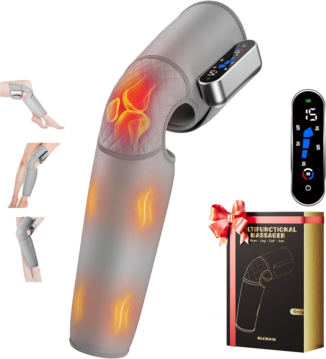 SUMELL Cordless All-in-1 Knee Calf Thigh Massager with Heat & Compression Therapy, FSA HSA Eligible Leg Massager for Circulation Pain Relief, Adjustable Area-Intensity-Temperature (Gray | Single)