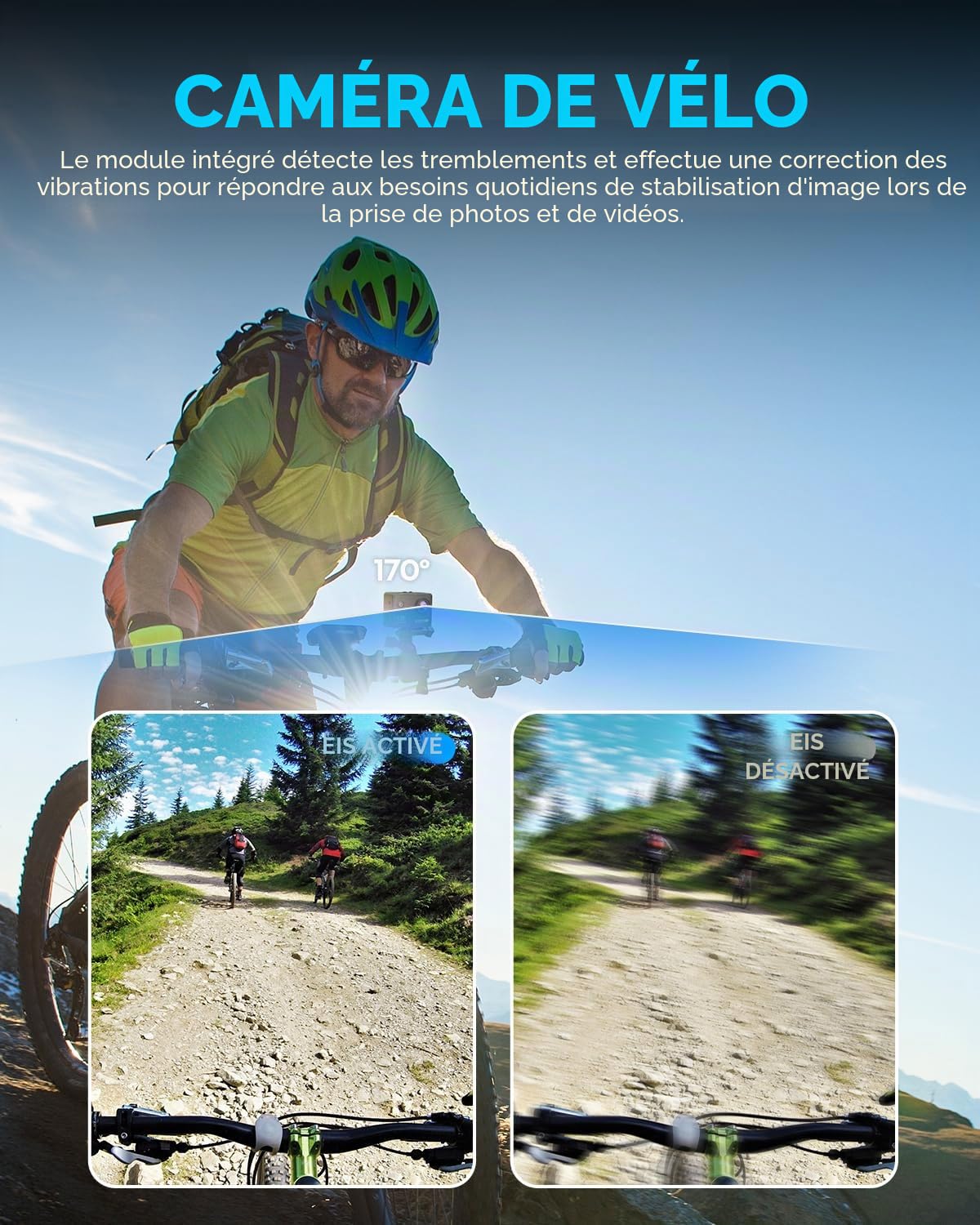Caméra d'action 4K30fps avec carte SD 64G, caméra HD étanche 40 m caméras sous-marines 20 MP pré-enregistrement WiFi caméra 170 ° télécommande caméras de sport avec 2 batteries kit d'accessoires pour