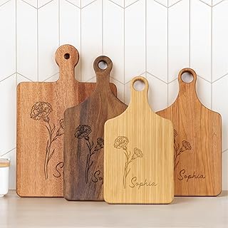 callie Personalized Cutting Board with Birth Flower & Name, Wooden Engra...