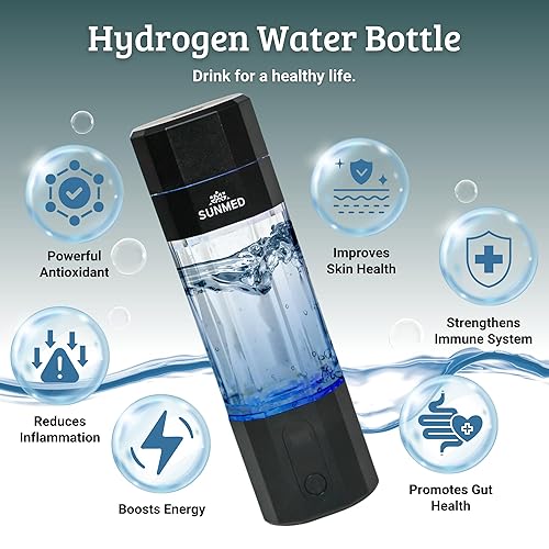 Miniatura 2 de Generador de botellas de agua de hidrógeno  Hasta 6000 PPB de hidrógeno molecular, jarra de agua alcalina  Pantalla OLED, recargable, portátil,