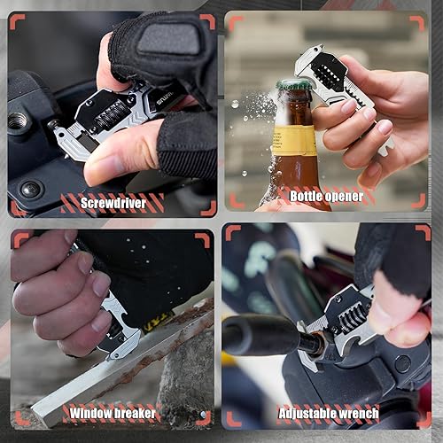 Miniatura 5 de EDC Gear Multitool 7 en 1 multiherramienta con llave, abrebotellas, rompevalunas de coche, barra de palanca, destornillador plano Phillips,