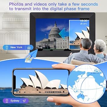 Digital Picture Frame, 10.1 Inch Large Digita Photo Frame WiFi, 1920 * 1080 FHD Touch Screen 32GB Storage Space,Wall-Mounted,Extra Digital Frame Using App Remotely Send Photos and Videos