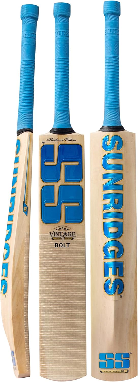 SS Vintage Kashmir Willow Cricket Bat - Adult Size Short Handle Tennis Ball Optimized Thick Edges 1280g