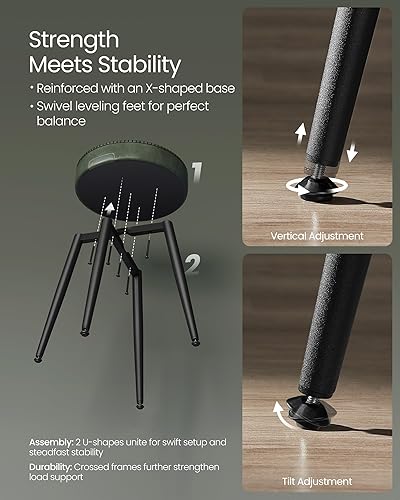 Miniatura 9 de VASAGLE Colección EKHO - Juego de 2 sillas de comedor, taburetes de cocina tapizados, taburetes de tocador, cuero sintético con costuras, moderno de