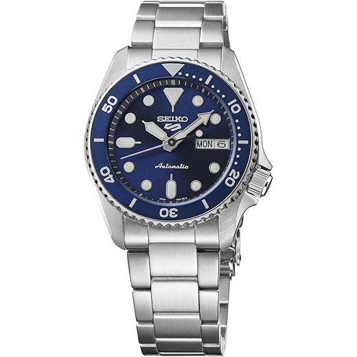 SEIKO 5 Relógio esportivo masculino automático com caixa de aço inoxidável e ponteiros luminosos – Relógios de pulso elegantes