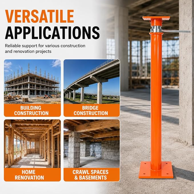 Soporte ajustable para vigas y jácenas, postes de elevación para cimentación, capacidad de carga de 12000 lb, altura regulable de 37 a 61 pulgadas miniatura 8