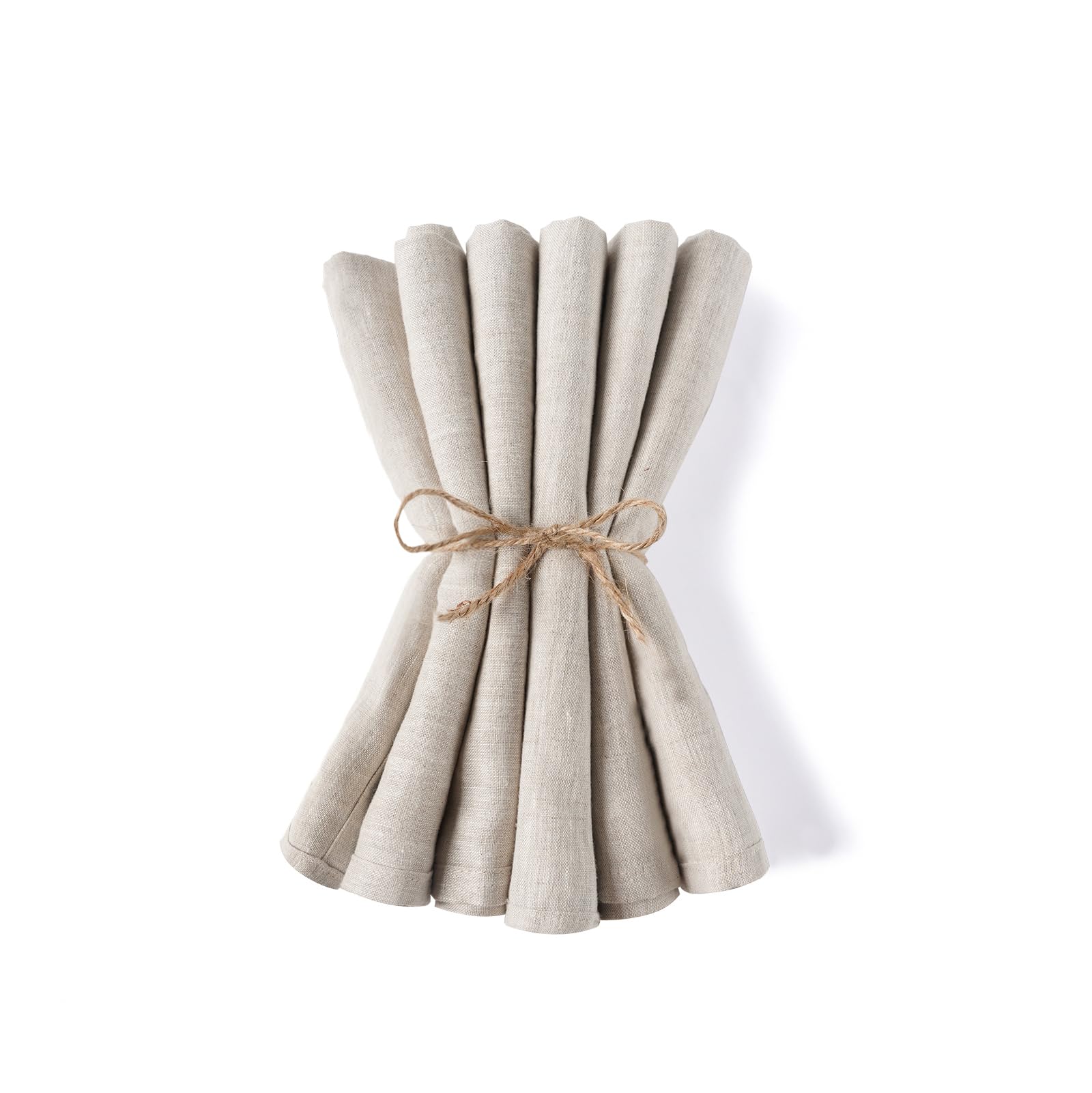 NCEDN 100% Pure Linen Napkins – Set of 6, 45×45cm Stonewashed Fabric Napkins with Hemmed Edges, Reusable Table Napkins for Dining, Wedding, Christmas & Everyday, Natural Linen