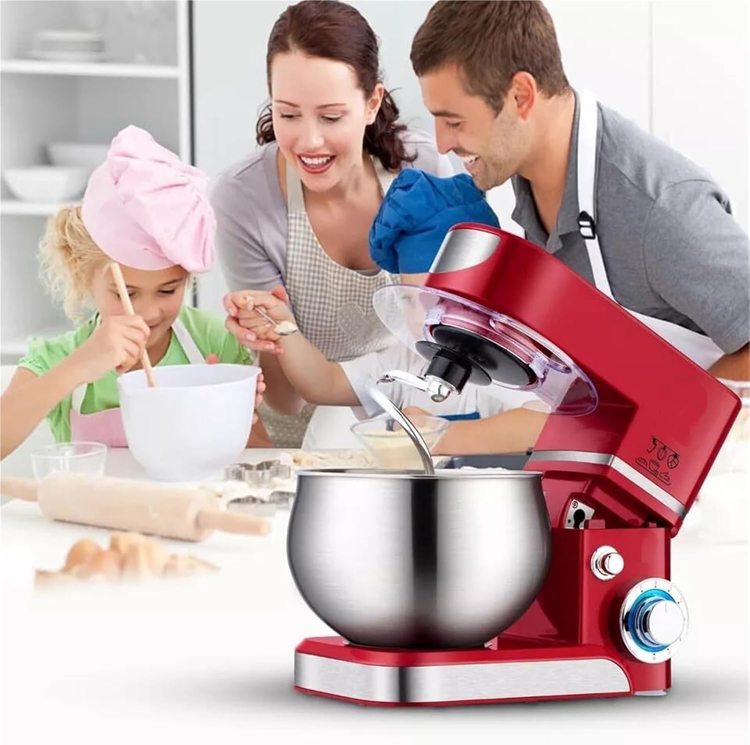 Electric Stand Mixer, Stand Mixer, 400W, Electric Kitchen Portable Lightweight Mixer With Stainless Steel Bowl, Dough Hook, Whisk, Beater