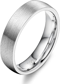 925 Sterling Silver Ring for Women Men Silver Brushed Matte Wedding Band Plain Simple Thumb Statement Rings Comfort Fit 4mm 6mm