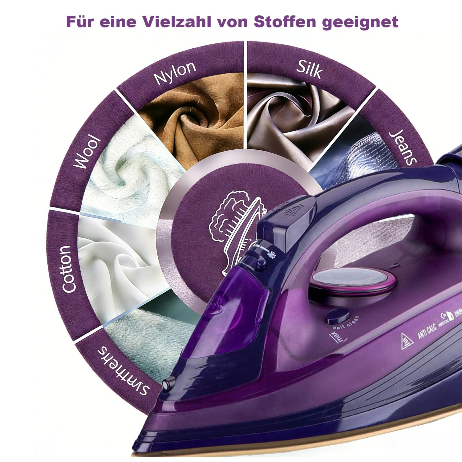 Bügeleisen, Dampfbügeleisen Kabelloses, Keramiksohle, abschaltautomatisch, 2400W