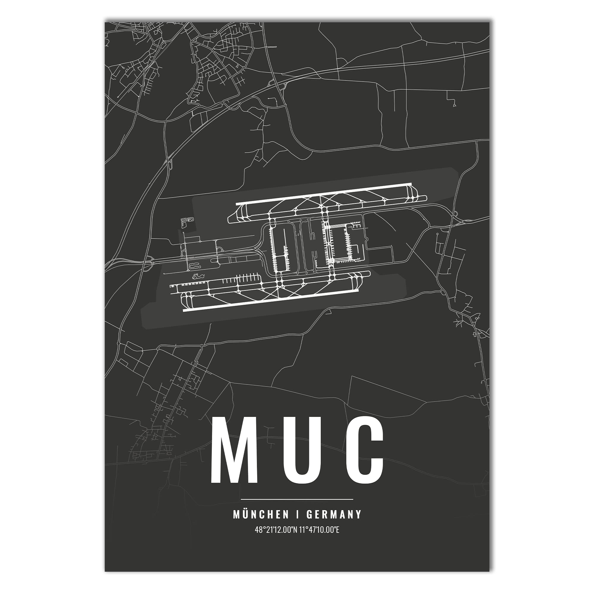 Vacentures Flughafen Poster - MUC - München Wanddekoration Airport Poster Munich (21x30 CM)
