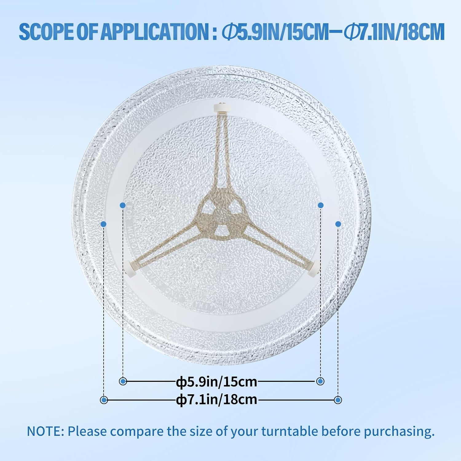 2PCS Triple Arm Microwave Oven Turntable, Microwave Oven Glass Tray Rotating Roller Support Ring Arm Length 3.54" with 14mm Rollers