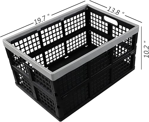 Miniatura 3 de Paquete de 4 cestas de almacenamiento plegables de 40 L, cajas de leche plegables de utilidad, contenedores de almacenamiento de plástico apilables,