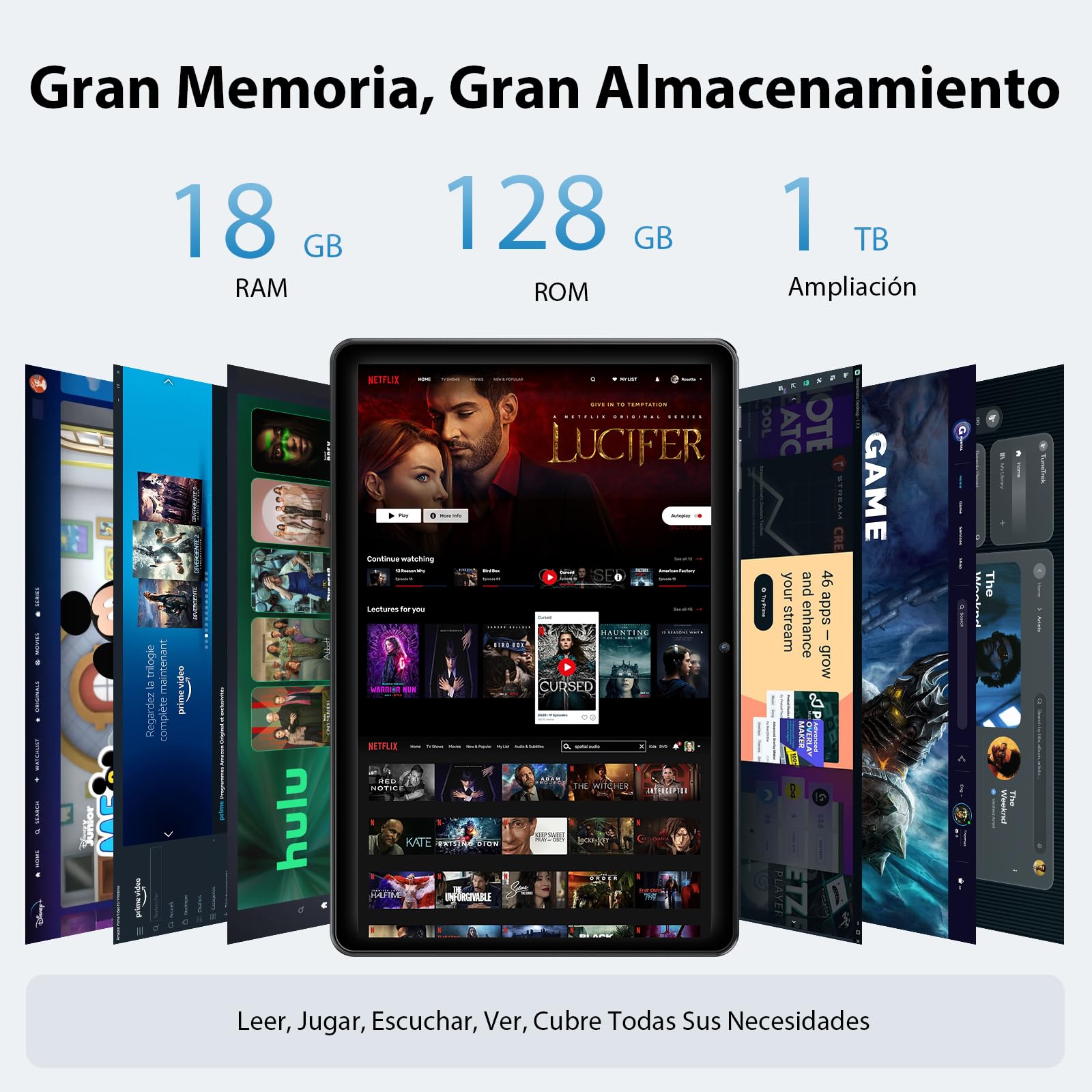 Tablet 10 Pulgadas, Tableta Android 15 con Funda, Unisoc T30 Quad-Core, 18 GB RAM + 128 GB ROM + 1 TB TF, Pantalla HD IPS 1280x800, Cámara Dual 5MP + 8MP, 6000 mAh, WiFi 6, BT 5.0, Widevine L1 (K50)