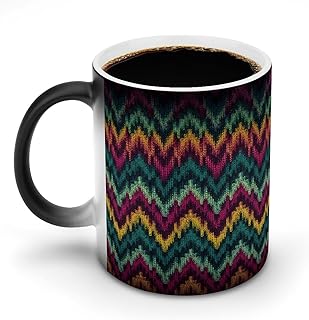 Funny Coffee Mug Novelty Coffee Mugs Discoloration Ceramic Colorful Knitted Pattern Printing Tea Cup for Men Women