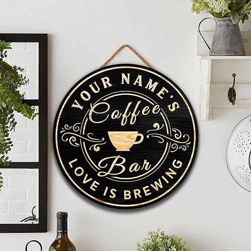 Miniatura 5 de Letrero de madera personalizado, placa de café y café expreso, regalos personalizados para amantes del café y el té, decoración de cocina