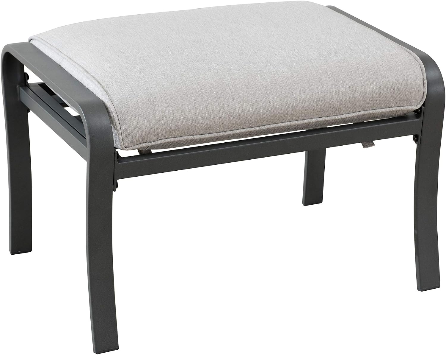 Amazon Brand - Ravenna Home Archer Steel-Framed Outdoor Patio Ottoman with Water-Resistant Cushion, 16.54"W, Gray