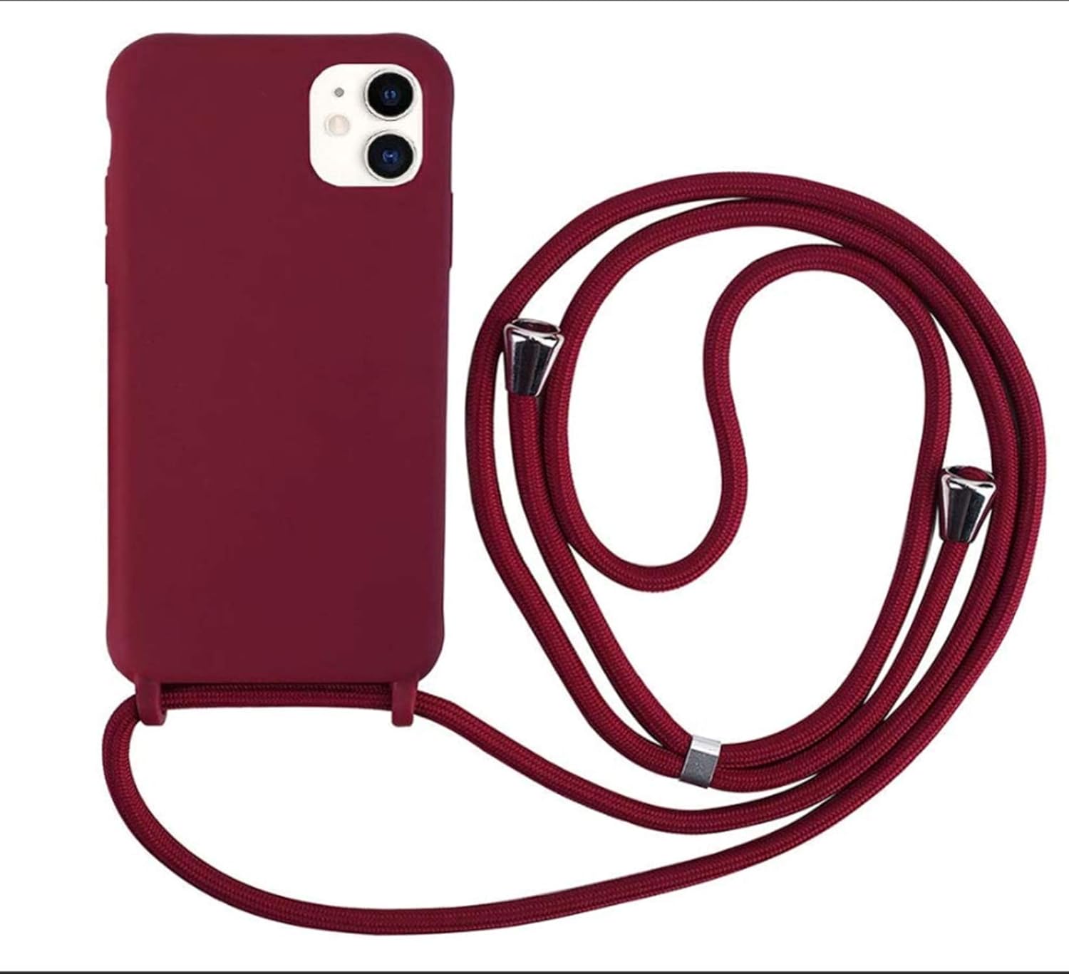 Mevis Cover Per IPhone 12 Pro Max Con Cordino Da Collo – Custodia In Silicone TPU Antiurto Con Fodera In Microfibra (Nero) - 2