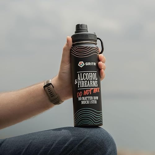 Miniatura 25 de GRITR 24 oz/710 ml Stainless Steel Double Wall Vacuum Insulated Water Bottle for Traveling, Hiking, Camping, Gym Leakproof Reusable Thermos w/Cap