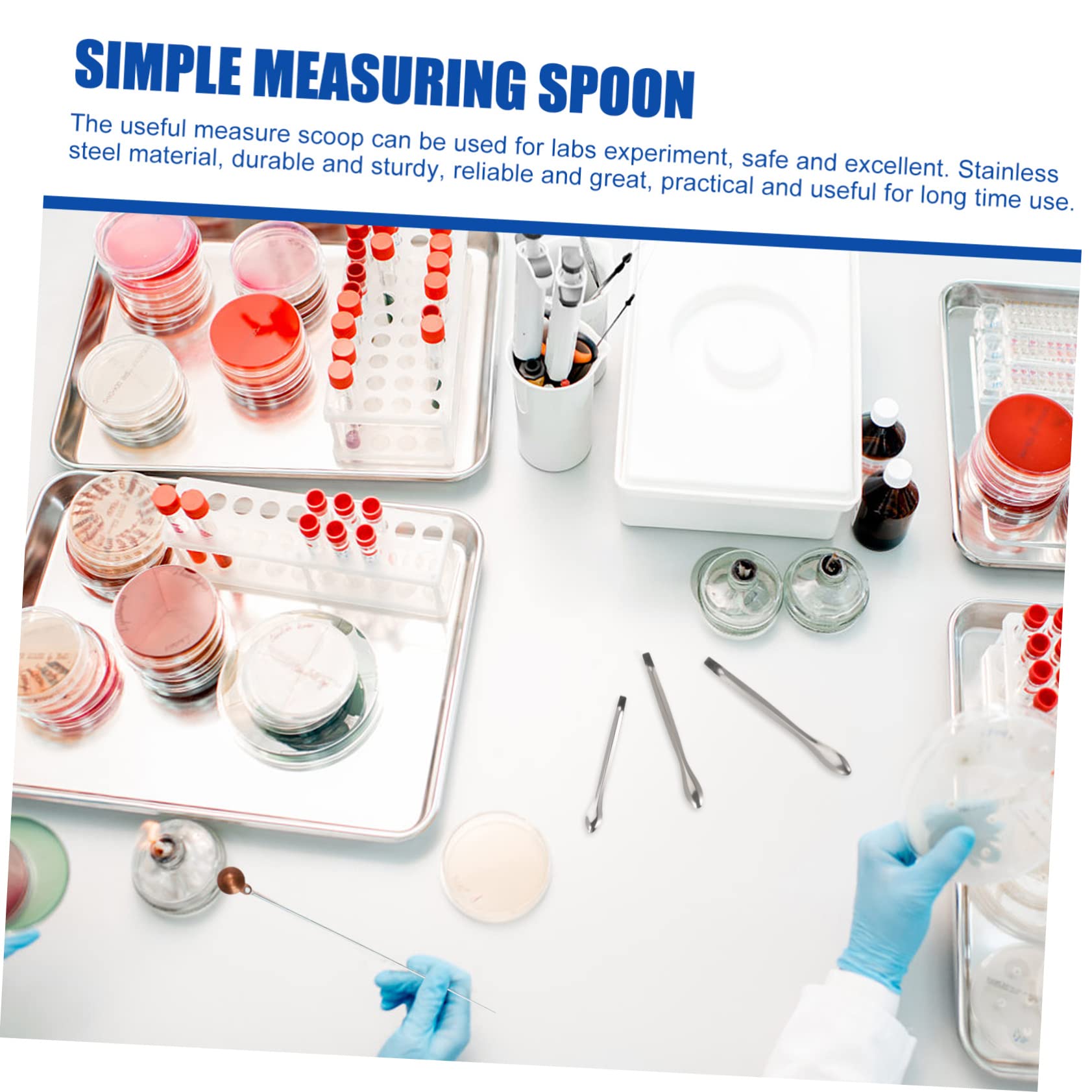 PRETYZOOM Bead Scoop Lab Spatula Scoop Gram Measuring Spoon Set 12pcs Stainless Steel Measuring Spoon