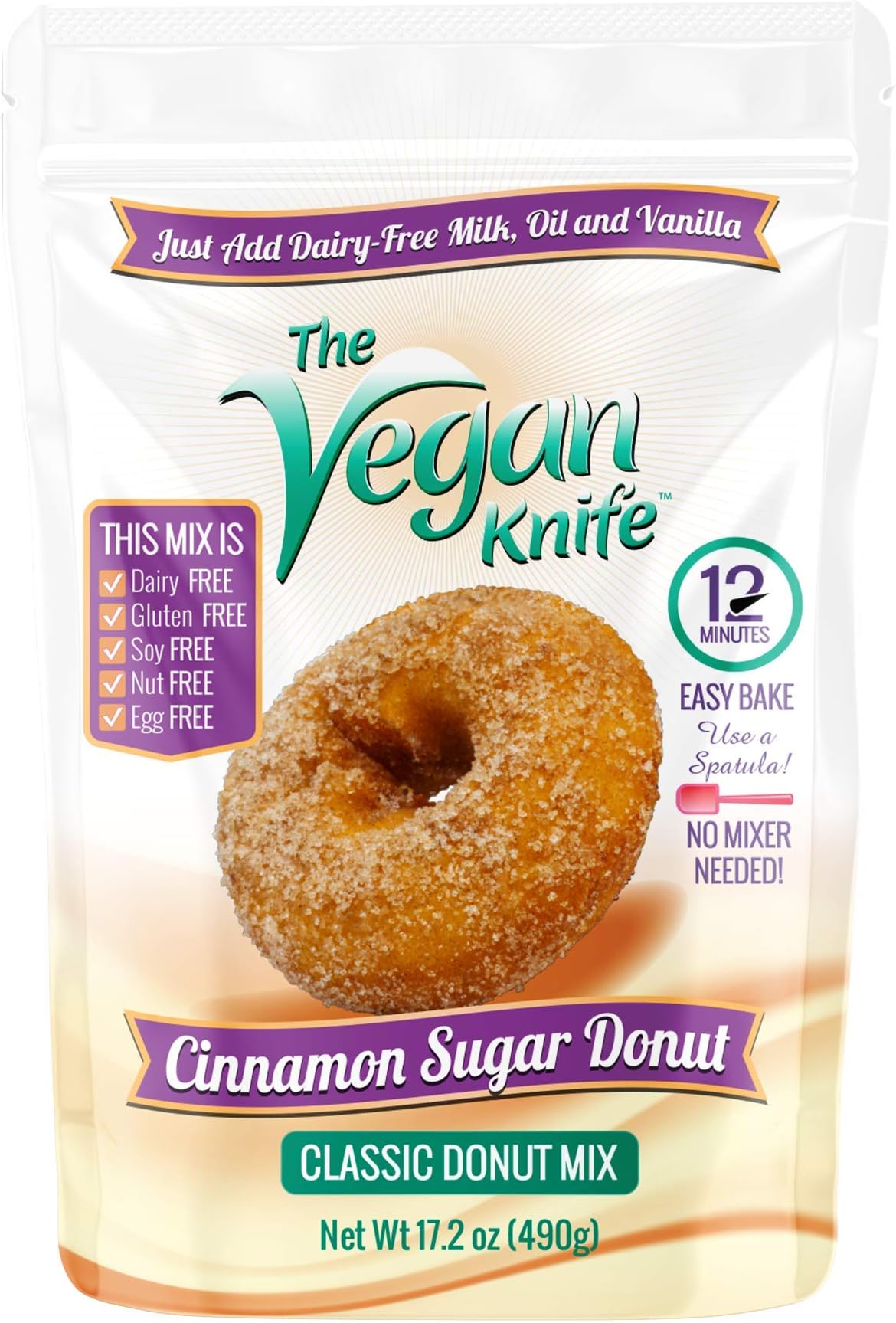The Vegan Knife Gluten Free & Vegan Donut Baking Mix Cinnamon Sugar Flavor