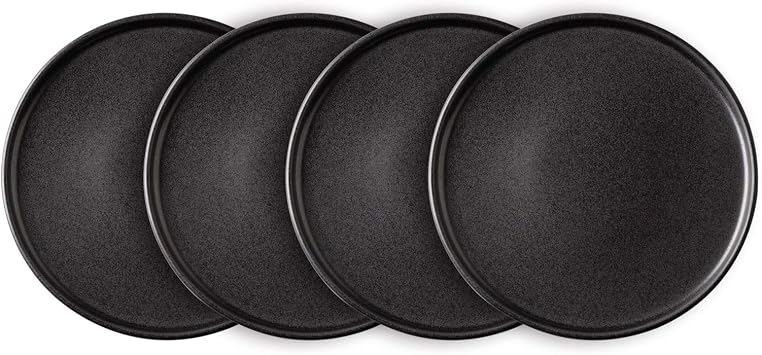 AmorArc Stoneware Dinner Salad Plates Set of 4, 8.5 Inch Ceramic Plates | Reactive Glaze Modern Plates for Dessert, Salad, Appetizer,Dinner, Microwave, Dishwasher Safe,Scratch Resistant Matte Blac