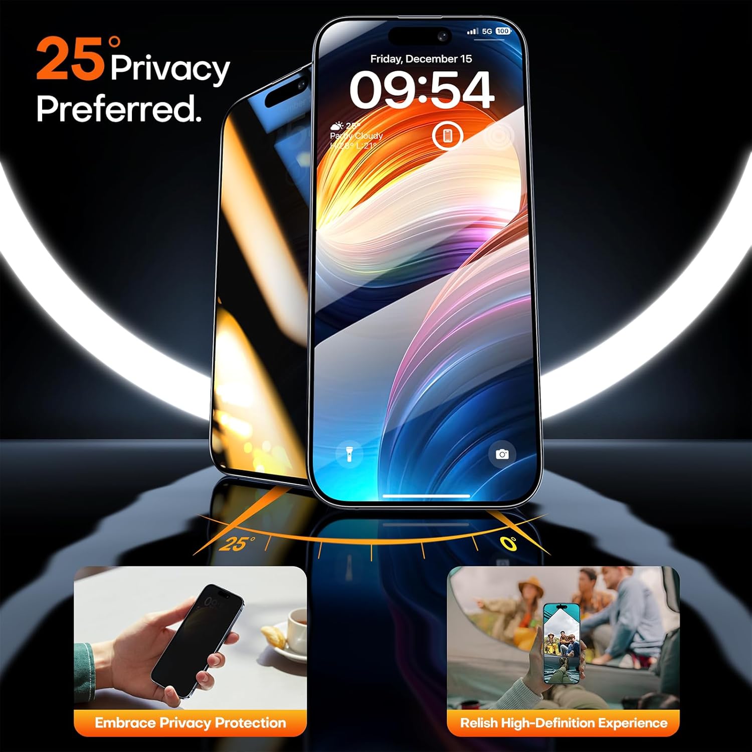 1 for iPe 15 Pro Max Screen Protector, Tempered Glass